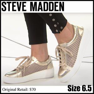 Steve Madden Gold leather platform sneakers